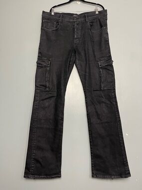 Purple Brand Men’s Cargo Pocket Jean Style P004 Black Denim Straight Leg Size 38